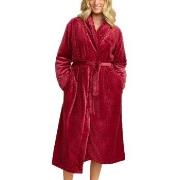 Damella Jaquard Fleece Dressing Gown Rød polyester Small Dame