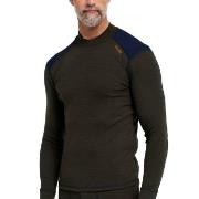 Dovre Folded Collar Baselayer Militærgrønn ull Medium Herre