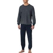 Schiesser Comfort Essentials Long Pyjamas Hvit/Marine bomull Small Her...