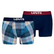 Levis 2P Plaid Aop Boxer Brief Marine/Blå bomull XX-Large Herre