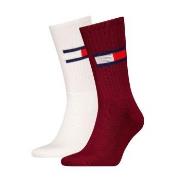 Tommy Men Uni TJ Flag Socks Strømper 2P Hvit/Rød Str 39/42