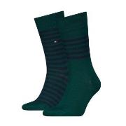 Tommy Hilfiger Strømper 2P Men Breton Crew Socks Mørkgrørnn  Str 39/42...