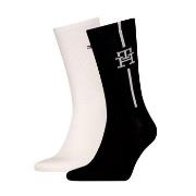 Tommy Hilfiger Strømper 2P Monogram Sock Svart/Hvit Str 39/42 Herre