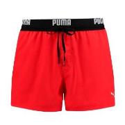 Puma Badebukser Logo Short Length Swim Shorts Rød polyester Large Herr...