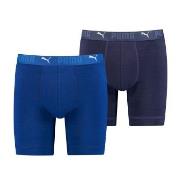 Puma 2P Sport Cotton Long Boxer Blå bomull X-Large Herre