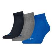 Puma Strømper 3P Quarter Socks Svart/Blå Str 47/49