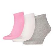 Puma Strømper 3P Quarter Socks Rosa/Grå Str 39/42