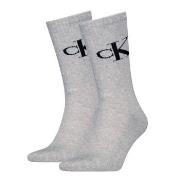 Calvin Klein Strømper 2P Monogram Crew Socks Grå Str 39/42 Herre