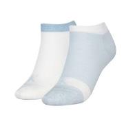 Calvin Klein Strømper 2P Glossy Sneaker Socks Hvit/Blå Str 39/42 Dame