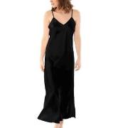 Damella Long Silk Nightdress Svart silke Large Dame