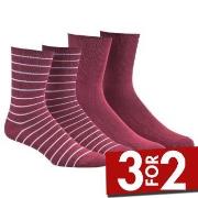 Damella Strømper 2P Bamboo Socks Vinrød  Str 35/38 Dame