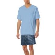 Schiesser Comfort Essentials V-Neck Short Pyjamas Marine/Blå bomull 52...