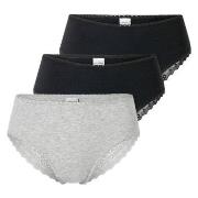 Schiesser Truser 3P Modern Brazillian Slips Svart/Grå bomull 46 Dame