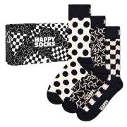 Happy socks Strømper 3P Black and White Socks Gift Box Svart/Hvit bomu...