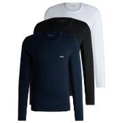 BOSS 3P Long Underwear Shirt Svart/Marine/Hvit bomull X-Large Herre