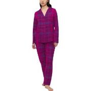 Triumph Boyfriend Long Sleeved Pyjama Set Rutet bomull 38 Dame