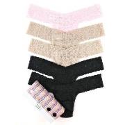 Hanky Panky Truser 5P Signature Lace Low Rise Thong Svart/Rosa nylon O...