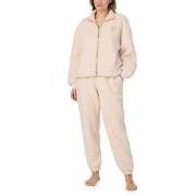 DKNY Chill In Style Zip Top Jogger Set Beige polyester Small Dame