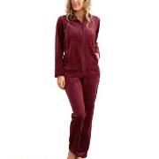 Damella Velour Plain Suit Mørkrød   Large Dame