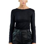 Bread and Boxers Long Sleeve Scoop Back Shirt Svart viskose Medium Dam...