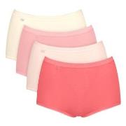 Sloggi Truser 4P Basic Plus Maxi Panty Rød/Rosa bomull 48 Dame