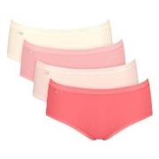 Sloggi Truser 4P Basic Plus Midi Color Rød/Rosa bomull 36 Dame