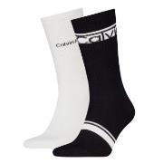Calvin Klein Strømper 2P Cotton Logo Stripe Crew Socks Svart One Size ...