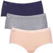 Sloggi Truser 3P Basic Plus Midi Colored Rød/Gul bomull 48 Dame