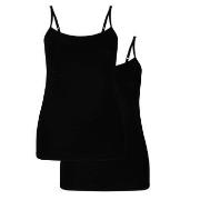Bamboo basics 2P Vera Knitted Spaghetti Top Svart Large Dame