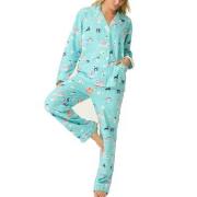 PJ Salvage Long Sleeve Flannel Pyjama Turkis Mønster bomull Medium Dam...