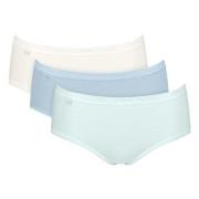 Sloggi Truser 3P Basic Plus Midi Colored Hvit/Lysblå bomull 50 Dame