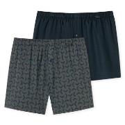 Schiesser 2P Leg Flattering Boxer Shorts Blå/Grå bomull XX-Large Herre