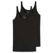 Schiesser 2P 95-5 Organic Cotton Top Svart bomull 38 Dame