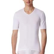 Schiesser Short Sleeve V-Neck Shirt Hvit bomull Medium Herre