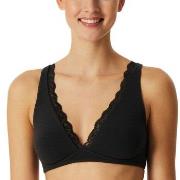 Schiesser BH Unique Cotton Soft Bra With Lace Svart bomull C 80 Dame
