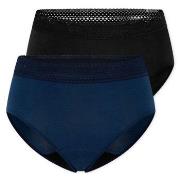 Schiesser Truser 2P Care Retro Period Pants Svart/Blå bomull 36 Dame