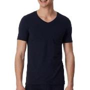 Schiesser Long Life Soft Shirt Short Sleeve V-neck Mørkblå Small Herre