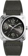 Bell & Ross Herreklokke BR-03-92-GREY-LUM Br 03-92 Sort/Lær