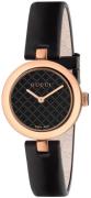 Gucci Dameklokke YA141501 Diamantissima Sort/Lær Ø27 mm