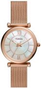 Fossil Dameklokke ES4918 Carlie Hvit/Rose-gulltonet stål Ø34 mm