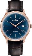 Edox Herreklokke 80106-37RC-BUIR Les Vauberts Blå/Lær Ø42 mm