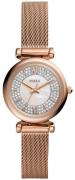 Fossil Carlie Mini Dameklokke ES4836 Hvit/Rose-gulltonet stål Ø28 mm