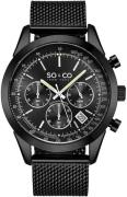 So & Co New York Tribeca Herreklokke 5535.6 Sort/Stål Ø44 mm