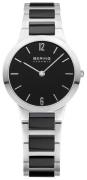 Bering Ceramic Dameklokke 30329-742 Sort/Stål Ø29 mm