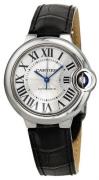 Cartier Ballon Blue Dameklokke W6920085 Sølvfarget/Lær Ø33 mm