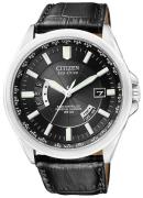 Citizen Radio Controlled Herreklokke CB0010-02E Sort/Lær Ø43 mm