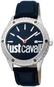 Just Cavalli Herreklokke JC1G080L0035 Blå/Lær Ø44 mm