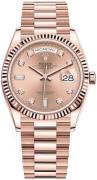 Rolex Dameklokke 128235-0009 Day-Date 36 Rosegullfarget/18 karat