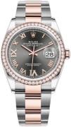 Rolex Dameklokke 126281RBR-0012 Datejust 36 Grå/18 karat rosé gull