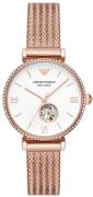 Emporio Armani Dameklokke AR60063 Gianni T-Bar Hvit/Rose-gulltonet